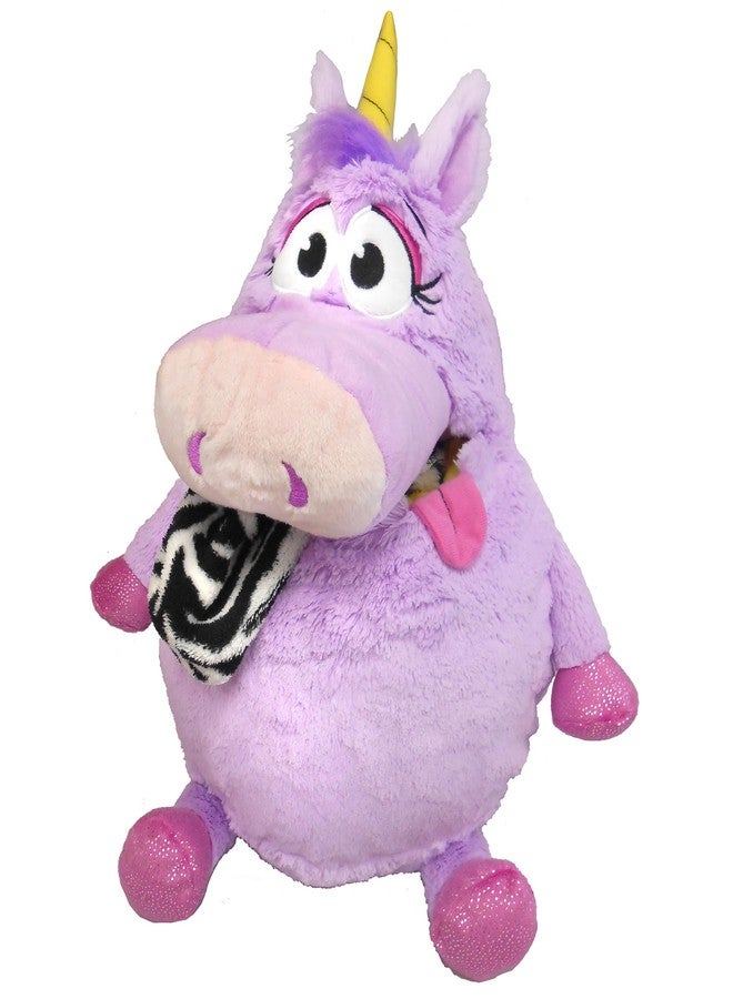 Happy Nappers Tummy Stuffers: Unicorn - Purple - Storage Plush, Holds Items-Blankets-Toys Inside, Stuff-Store-Play, Kids Soft Magical Character Companion, Huggable - Image 4